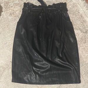 Elegant Black Faux Leather Skirt